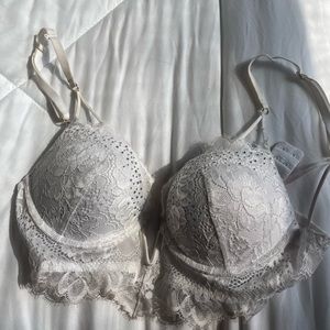 White Rhinestone Bra